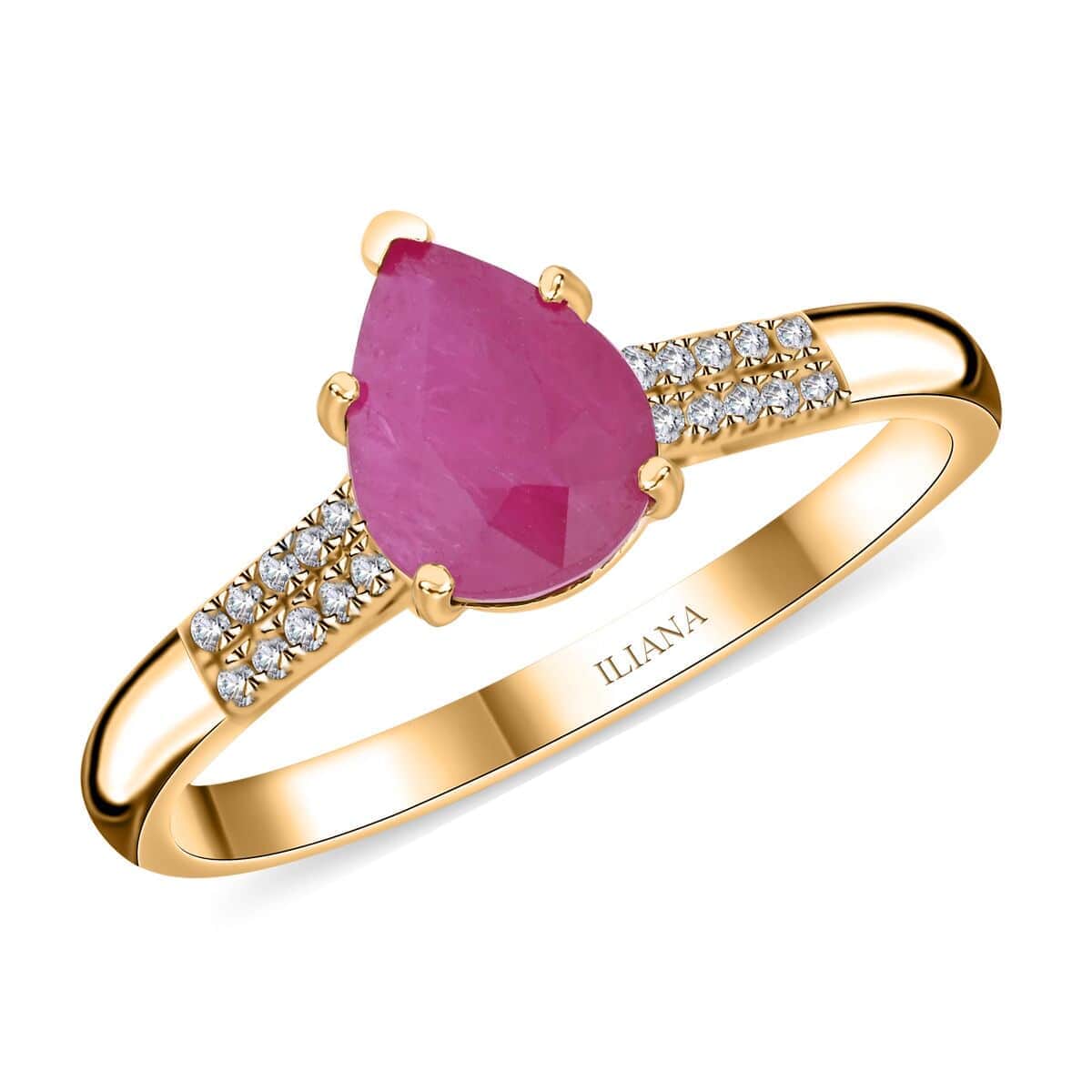 Certified & Appraised Iliana 18K Yellow Gold AAAA Mozambique Ruby, Diamond (G-H, SI) Ring (Size 10.0) 2.15 ctw image number 0