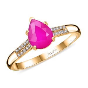 Certified & Appraised Iliana AAAA Mozambique Ruby and G-H SI Diamond 2.15 ctw Ring in 18K Yellow Gold (Size 4.5)