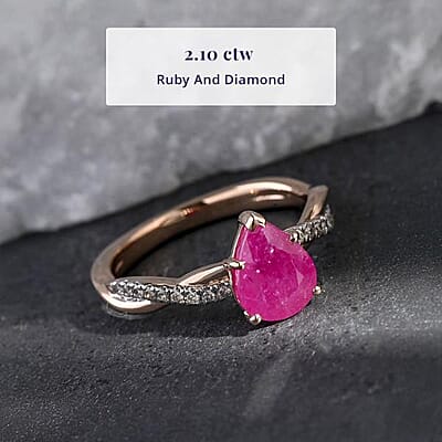 Certified & Appraised Luxoro AAA Montepuez Ruby and G-H I2 Diamond 2.10 ctw Ring in 14K Rose Gold (Size 11.0)