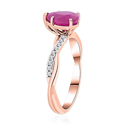 Certified & Appraised Luxoro AAA Montepuez Ruby and G-H I2 Diamond 2.10 ctw Ring in 14K Rose Gold (Size 11.0)