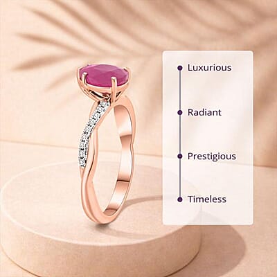 Certified & Appraised Luxoro AAA Montepuez Ruby and G-H I2 Diamond 2.10 ctw Ring in 14K Rose Gold (Size 5.0)