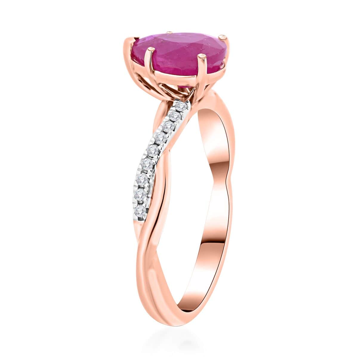 Certified & Appraised Luxoro AAA Montepuez Ruby and G-H I2 Diamond 2.10 ctw Ring in 14K Rose Gold (Size 5.0) image number 3