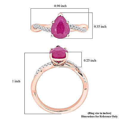Certified & Appraised Luxoro AAA Montepuez Ruby and G-H I2 Diamond 2.10 ctw Ring in 14K Rose Gold (Size 5.0)