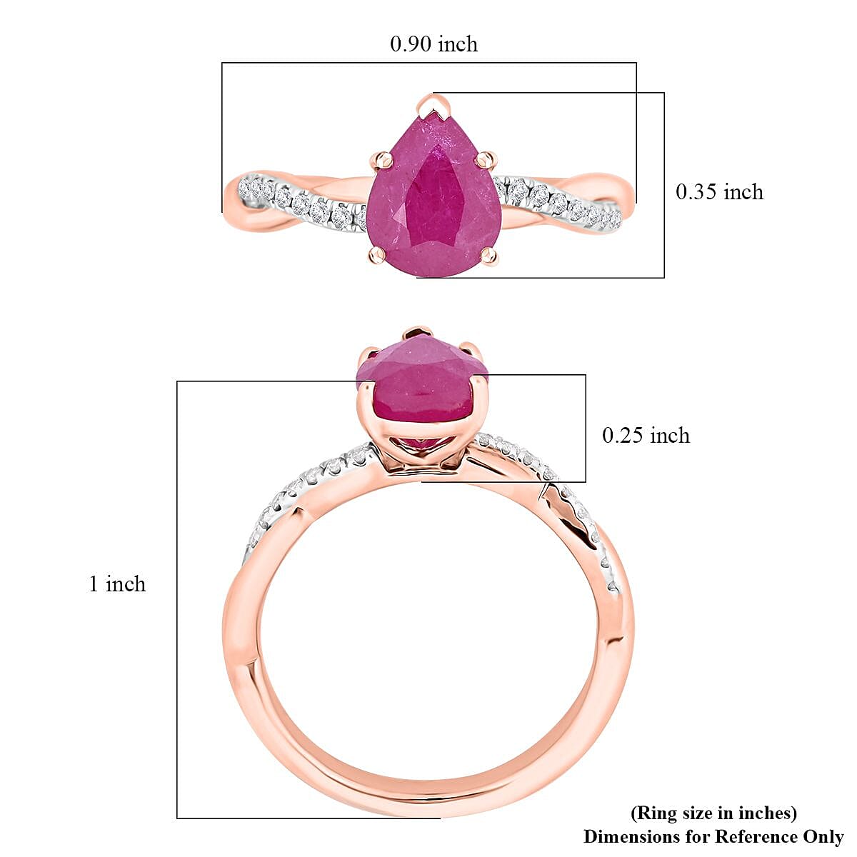 Certified & Appraised Luxoro AAA Montepuez Ruby and G-H I2 Diamond 2.10 ctw Ring in 14K Rose Gold (Size 5.5) image number 4