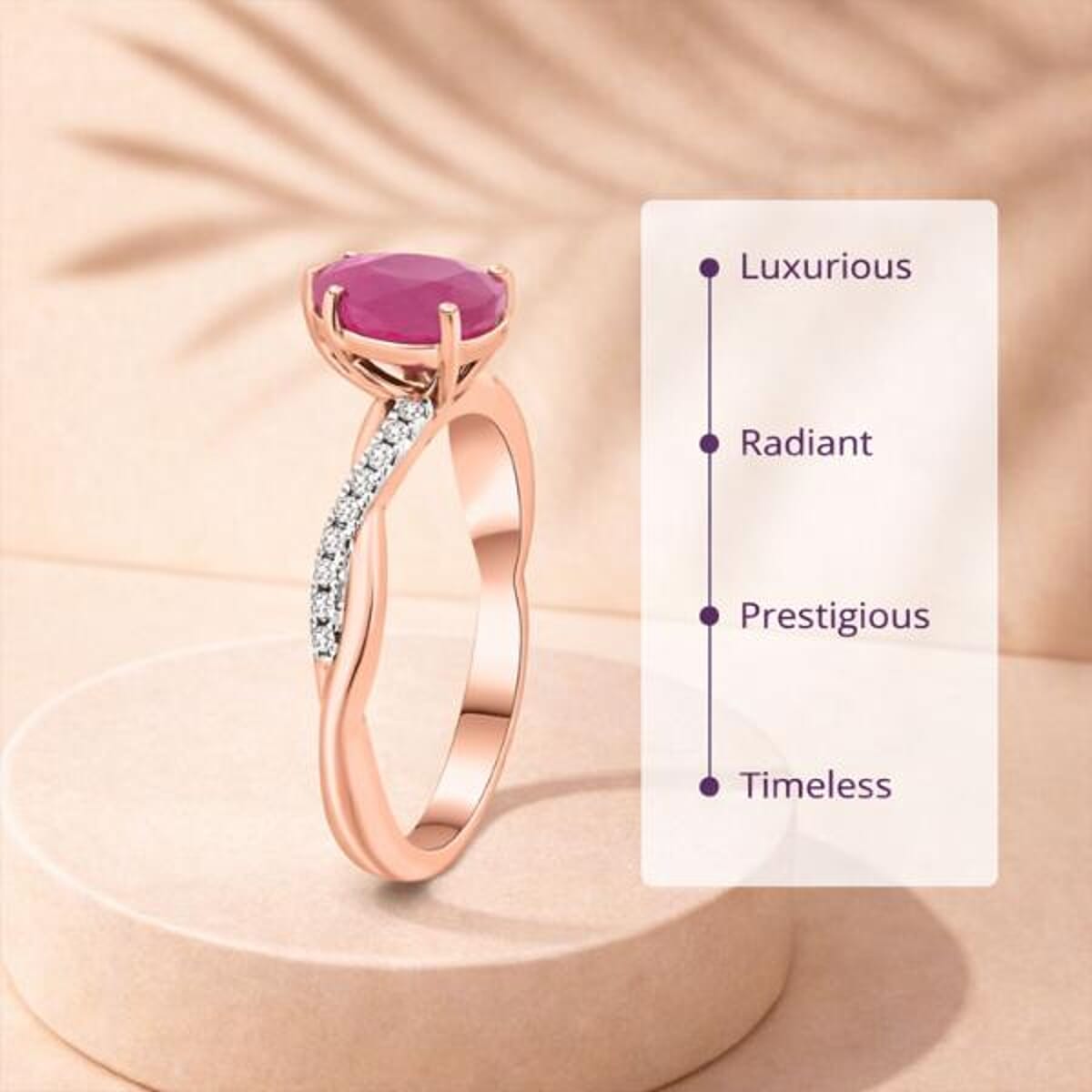 Certified & Appraised Luxoro AAA Montepuez Ruby and G-H I2 Diamond 2.10 ctw Ring in 14K Rose Gold (Size 7.0) image number 3