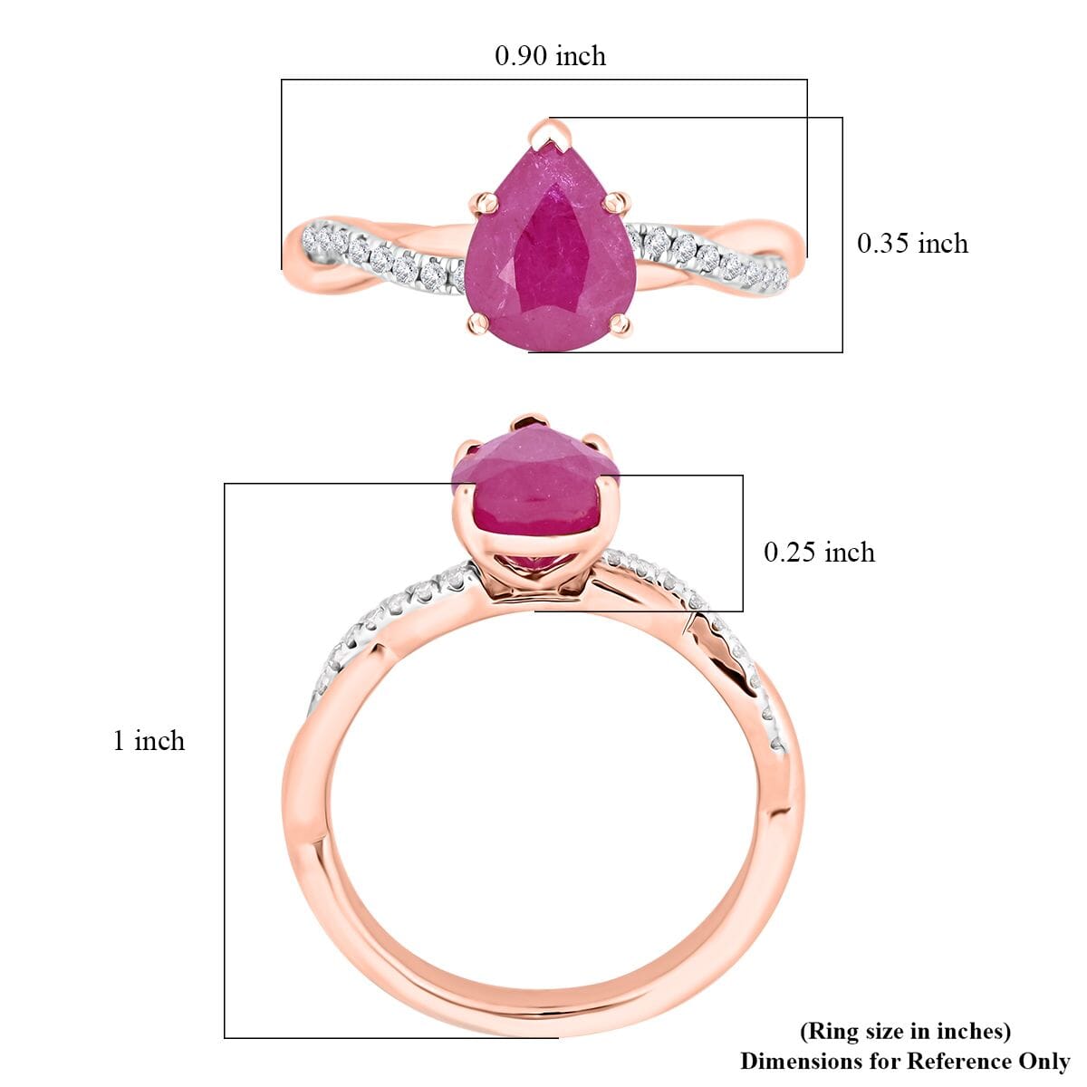 Certified & Appraised Luxoro AAA Montepuez Ruby and G-H I2 Diamond 2.10 ctw Ring in 14K Rose Gold (Size 7.5) image number 4