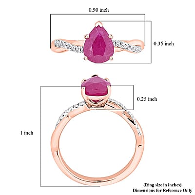 Certified & Appraised Luxoro AAA Montepuez Ruby and G-H I2 Diamond 2.10 ctw Ring in 14K Rose Gold (Size 8.0)