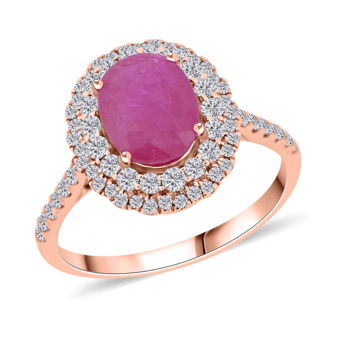 Certified & Appraised Luxoro 14K Rose Gold AAA Mozambique Ruby and G-H I2 Diamond Ring (Size 10.0) 2.85 ctw image number 0