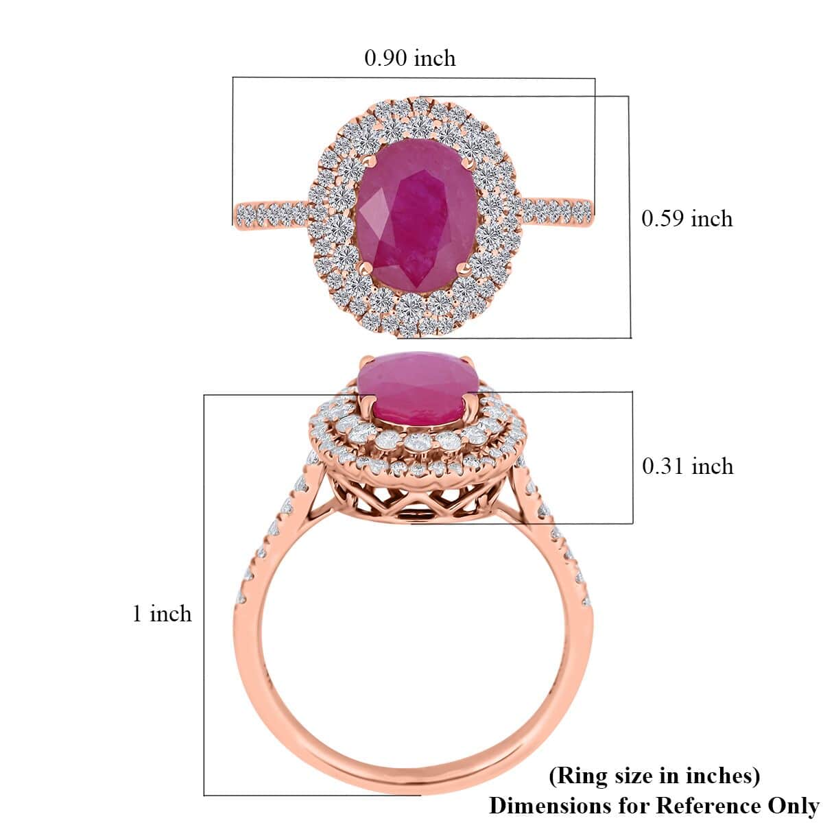 Certified & Appraised Luxoro 14K Rose Gold AAA Mozambique Ruby and G-H I2 Diamond Ring 2.85 ctw image number 5