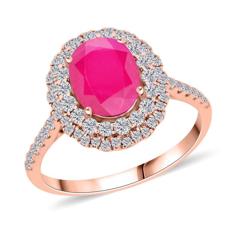 Luxoro AAA Montepuez Ruby, Diamond Ring in 14K Rose Gold 2.85 ctw (Size 5.0)