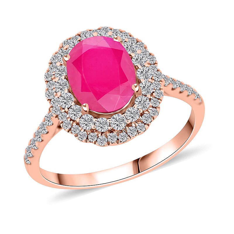 Luxoro AAA Montepuez Ruby, Diamond Ring in 14K Rose Gold 2.85 ctw (Size 5.0)