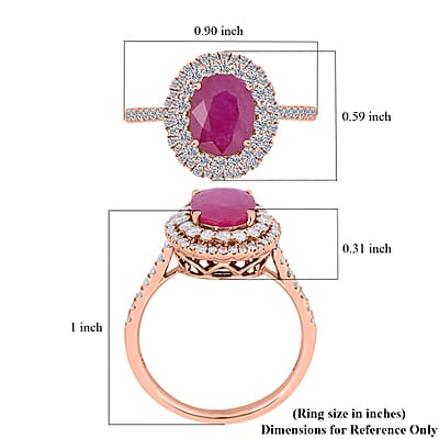 Luxoro AAA Montepuez Ruby, Diamond Ring in 14K Rose Gold 2.85 ctw (Size 5.0)