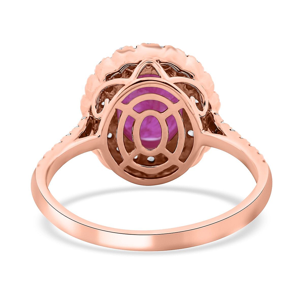 Certified & Appraised Luxoro 14K Rose Gold AAA Mozambique Ruby and G-H I2 Diamond Ring (Size 6.5) 2.85 ctw image number 4