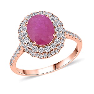 Certified & Appraised Luxoro 14K Rose Gold AAA Mozambique Ruby and G-H I2 Diamond Ring (Size 7.5) 2.85 ctw