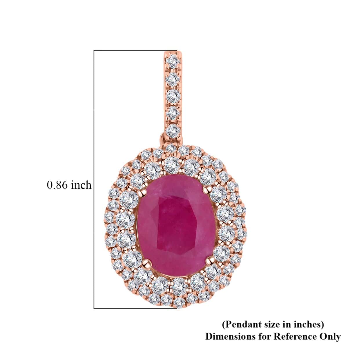 Certified & Appraised Luxoro 14K Rose Gold AAA Mozambique Ruby and G-H I2 Diamond Pendant 2.65 ctw image number 4