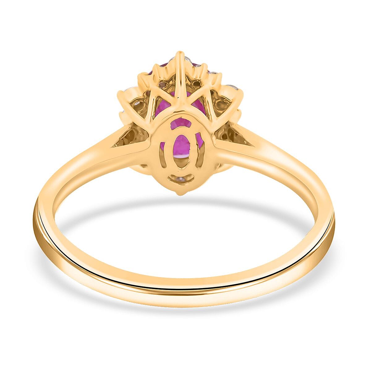 Luxoro 14K Yellow Gold AAA Montepuez Ruby and G-H I2 Diamond Ring (Size 10.0) 1.60 ctw