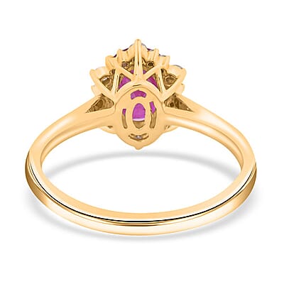 Luxoro 14K Yellow Gold AAA Montepuez Ruby and G-H I2 Diamond Ring (Size 10.0) 1.60 ctw