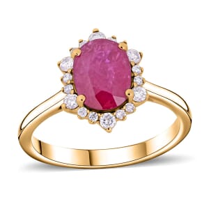 Certified & Appraised Luxoro 14K Yellow Gold AAA Montepuez Ruby and G-H I2 Diamond Ring (Size 6.0) 1.60 ctw