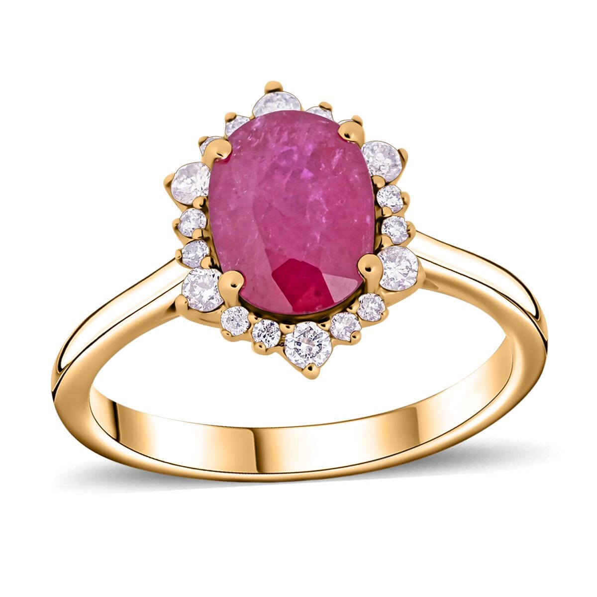 Certified & Appraised Luxoro 14K Yellow Gold AAA Montepuez Ruby and G-H I2 Diamond Ring (Size 6.5) 1.60 ctw image number 0