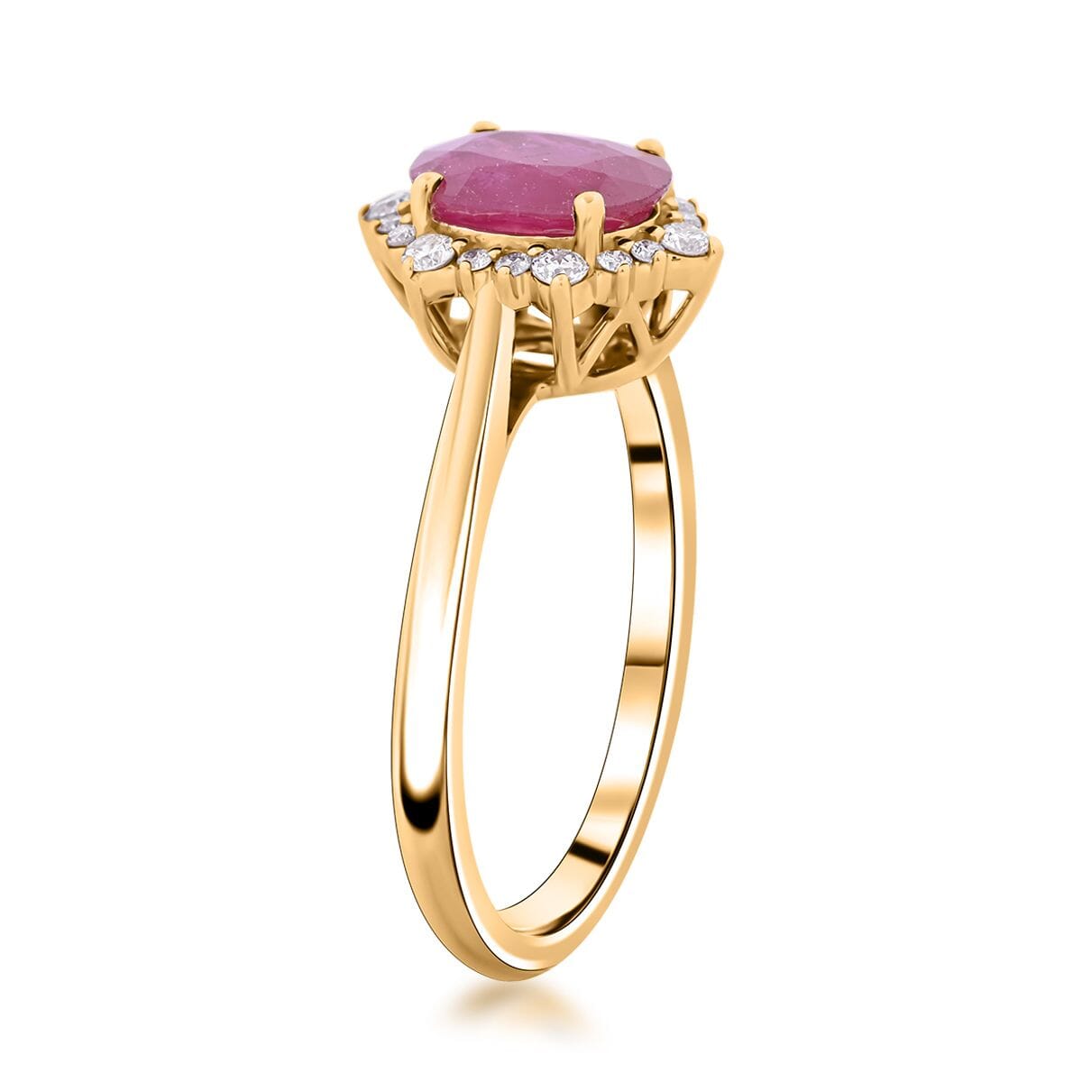 Certified & Appraised Luxoro 14K Yellow Gold AAA Montepuez Ruby and G-H I2 Diamond Ring (Size 6.5) 1.60 ctw image number 3