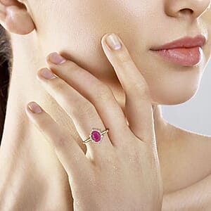 Certified & Appraised Luxoro 14K Yellow Gold AAA Montepuez Ruby and G-H I2 Diamond Ring (Size 8.0) 1.60 ctw