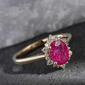 Certified & Appraised Luxoro 14K Yellow Gold AAA Montepuez Ruby and G-H I2 Diamond Ring (Size 8.5) 1.60 ctw