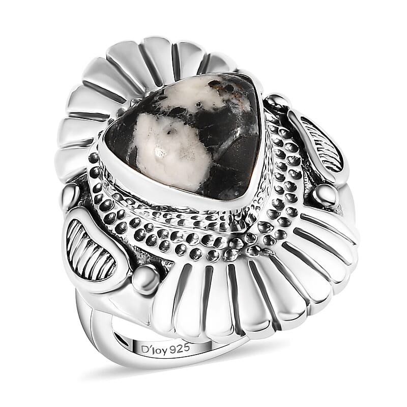 Artisan Crafted White Buffalo 3.65 ctw Ring in Sterling Silver (Size 10.0)
