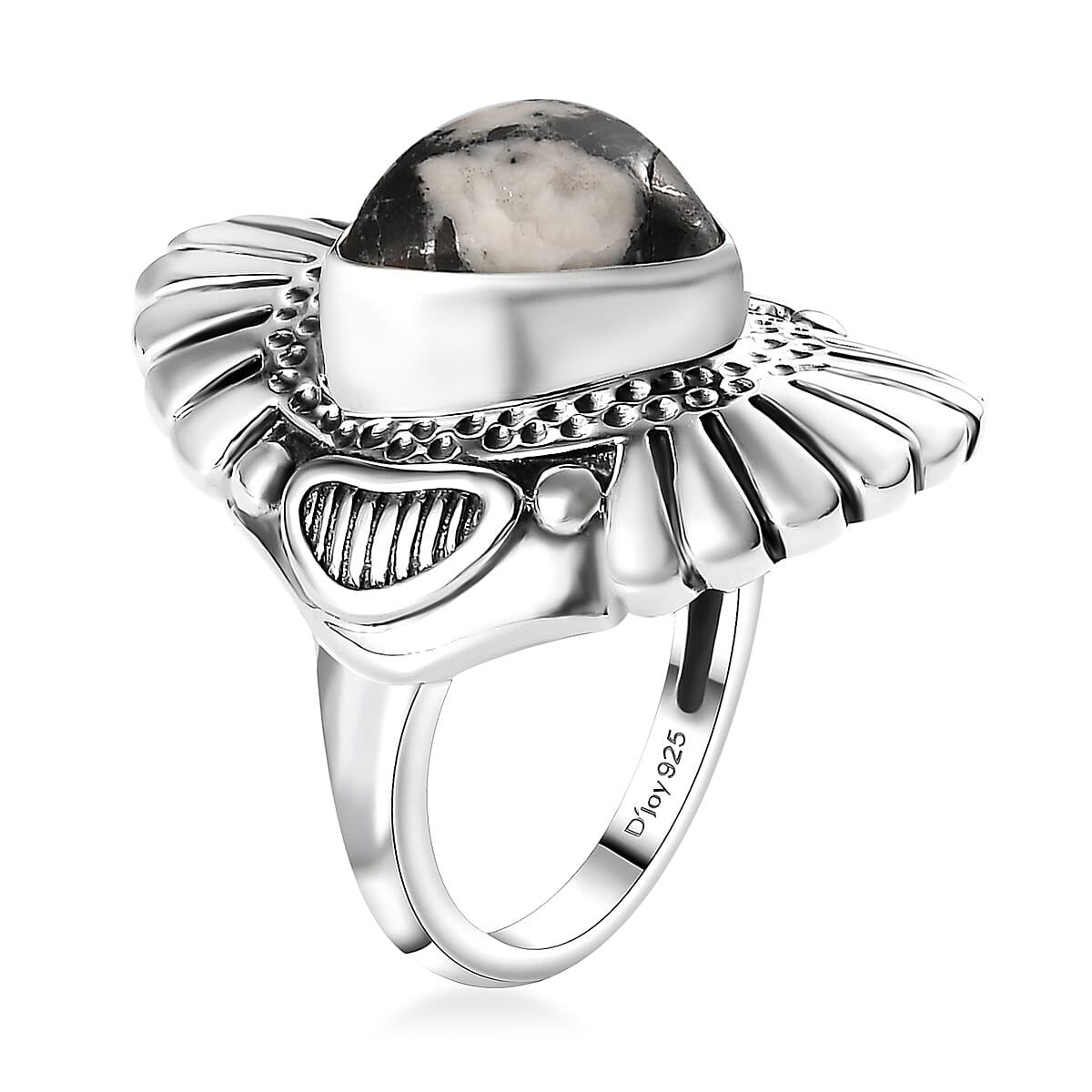 Artisan Crafted White Buffalo 3.65 ctw Ring in Sterling Silver (Size 10.0)