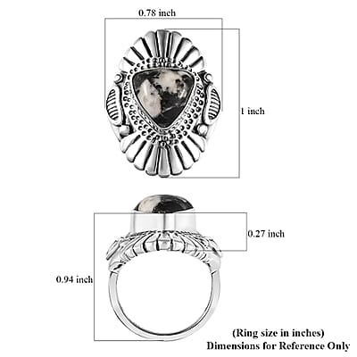 Artisan Crafted White Buffalo 3.65 ctw Ring in Sterling Silver (Size 10.0)