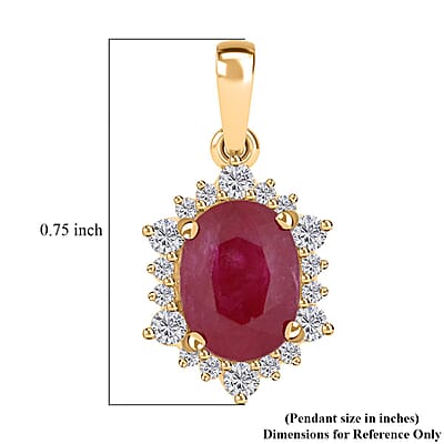 Certified & Appraised Luxoro 14K Yellow Gold AAA Mozambique Ruby and G-H I2 Diamond Pendant without Chain 1.60 ctw