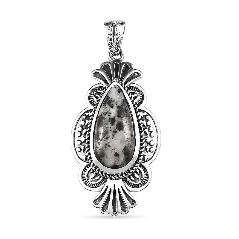 Artisan Crafted White Buffalo 8.35 ctw Pendant in Sterling Silver