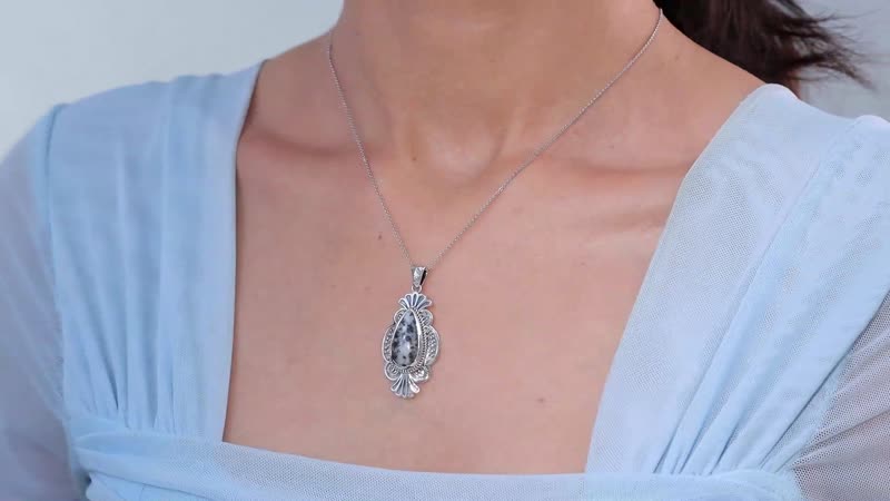 Artisan Crafted White Buffalo 8.35 ctw Pendant in Sterling Silver