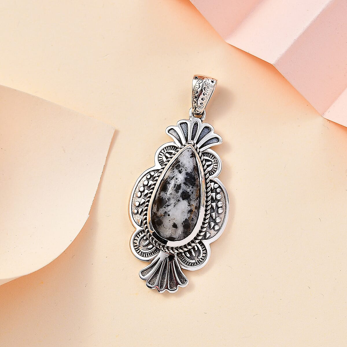 Artisan Crafted White Buffalo 8.35 ctw Pendant in Sterling Silver image number 1