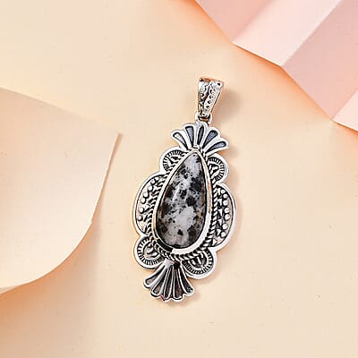Artisan Crafted White Buffalo 8.35 ctw Pendant in Sterling Silver