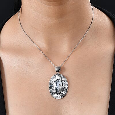 Artisan Crafted White Buffalo Pendant in Sterling Silver 9.30 ctw