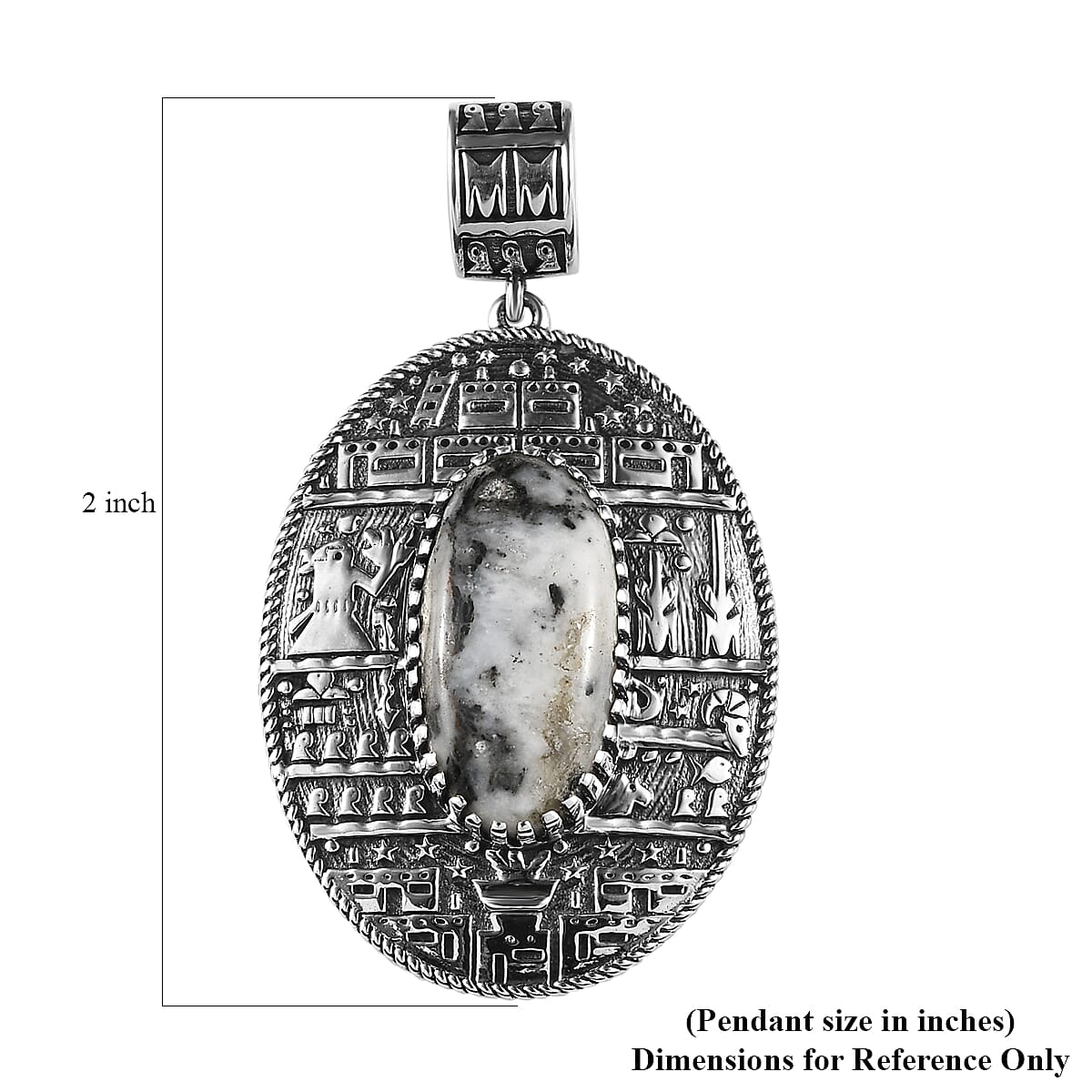 Artisan Crafted White Buffalo Pendant in Sterling Silver 9.30 ctw