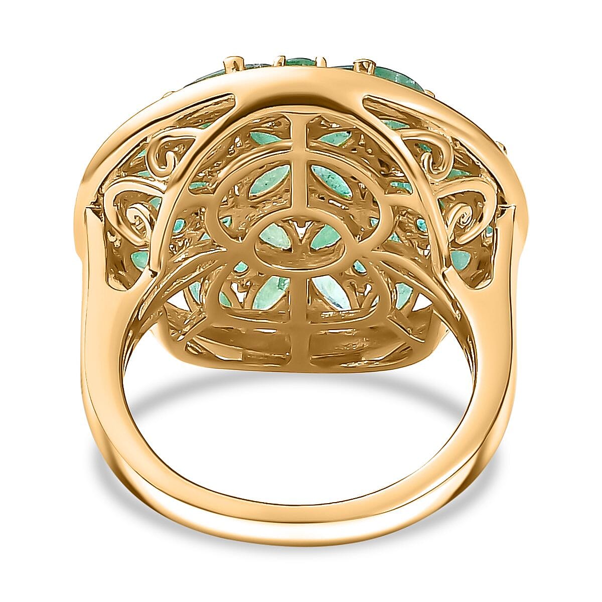 Zambian Emerald 4.00 ctw Ring in 18K Vermeil Yellow Gold Over Sterling Silver (Size 8.0)