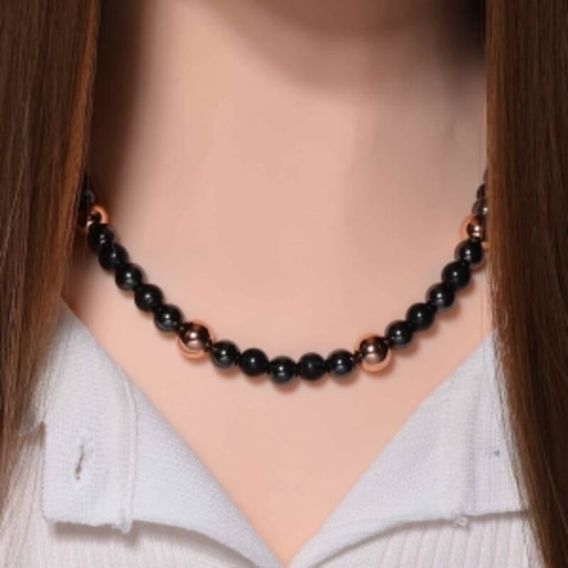 Hematite beads 289.00 ctw Necklace in Stainless Steel 20 Inches