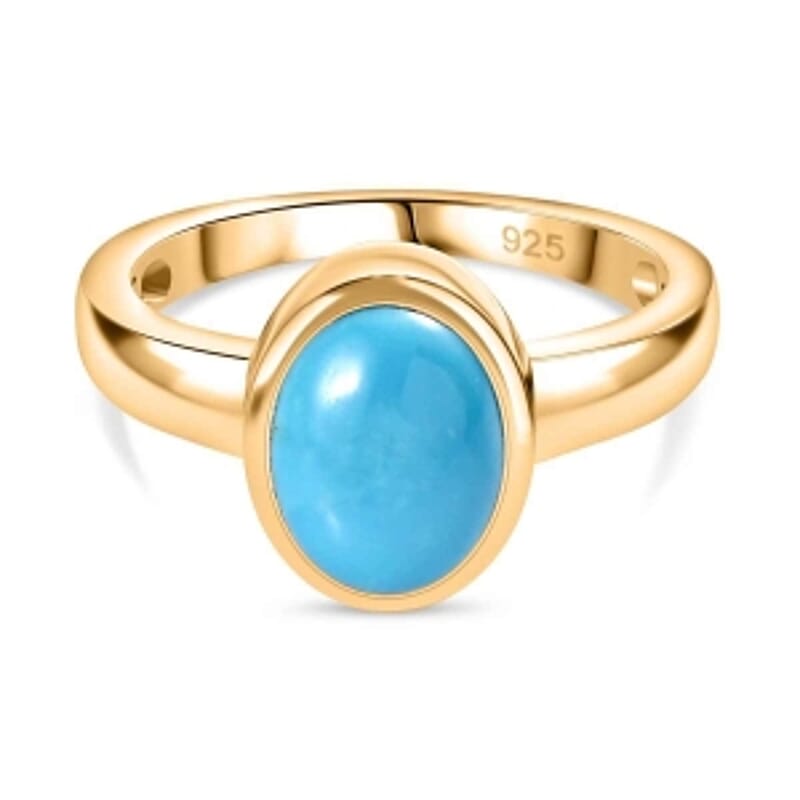 Sleeping Beauty Turquoise 1.50 ctw Ring in 18K Vermeil Yellow Gold Over Sterling Silver (Size 10.0)