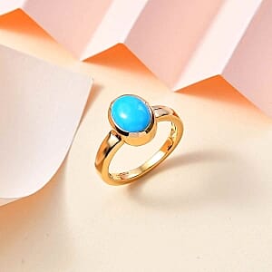 Sleeping Beauty Turquoise 1.50 ctw Ring in 18K Vermeil Yellow Gold Over Sterling Silver (Size 10.0)