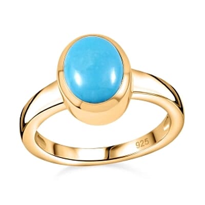 Sleeping Beauty Turquoise 1.50 ctw Ring in 18K Vermeil Yellow Gold Over Sterling Silver (Size 10.0)
