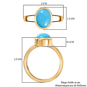 Sleeping Beauty Turquoise 1.50 ctw Ring in 18K Vermeil Yellow Gold Over Sterling Silver (Size 10.0)