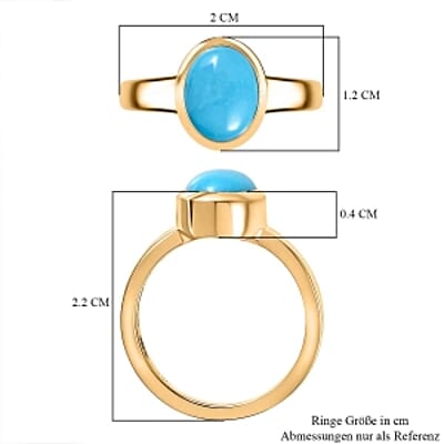 Sleeping Beauty Turquoise 1.50 ctw Ring in 18K Vermeil Yellow Gold Over Sterling Silver (Size 10.0)