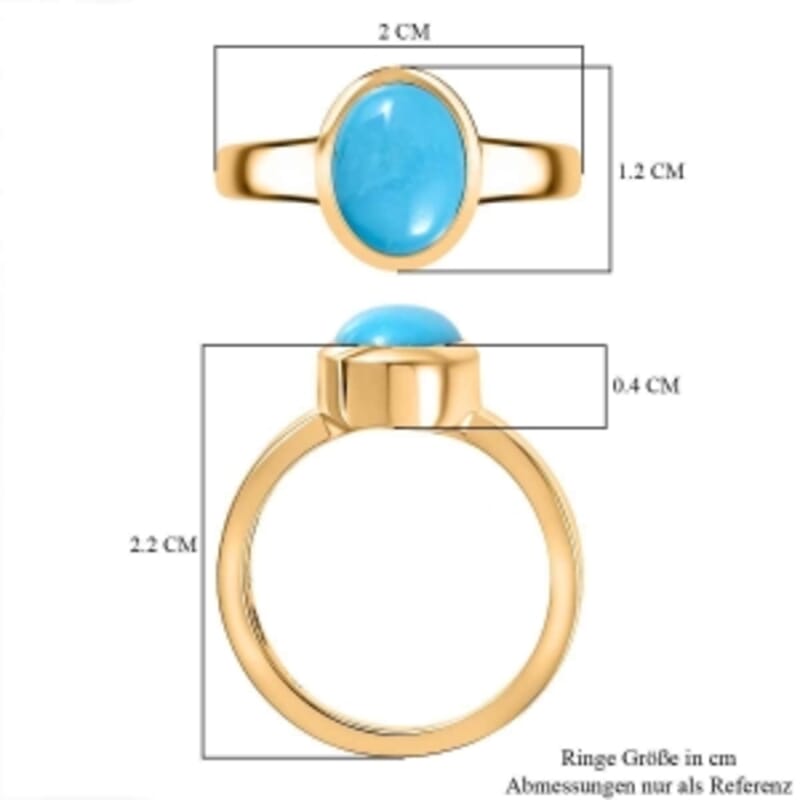 Sleeping Beauty Turquoise 1.50 ctw Ring in 18K Vermeil Yellow Gold Over Sterling Silver (Size 10.0)