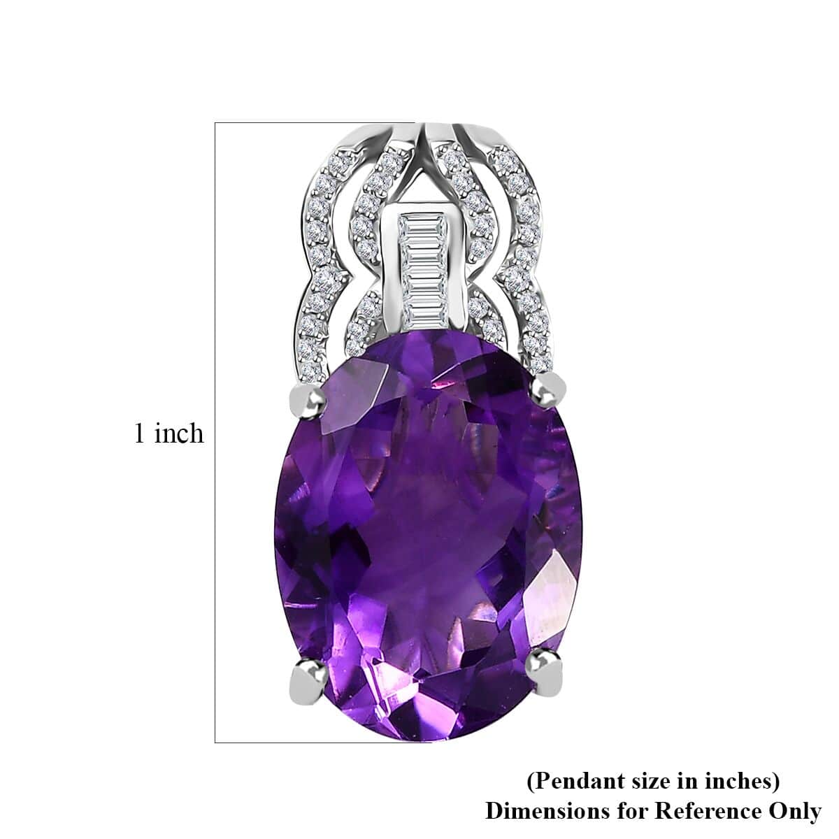 Premium Moroccan Amethyst and White Zircon Pendant in Platinum Over Sterling Silver 10.70 ctw image number 5
