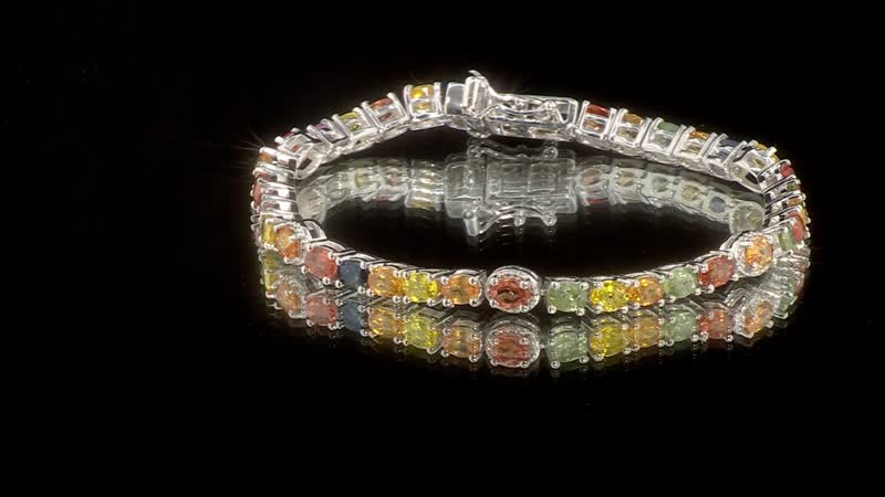Multi Sapphire Tennis Bracelet in Platinum Over Sterling Silver (8.00 In) 10.35 ctw