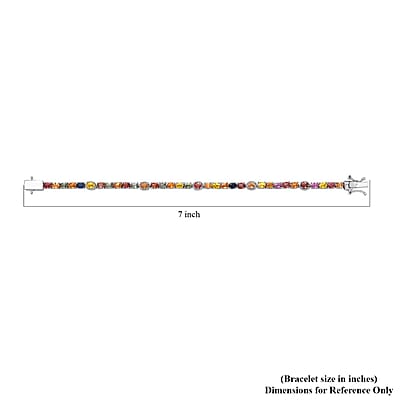 D'Joy Multi Sapphire Tennis Bracelet in Platinum Over Sterling Silver (6.50 In) 8.25 ctw