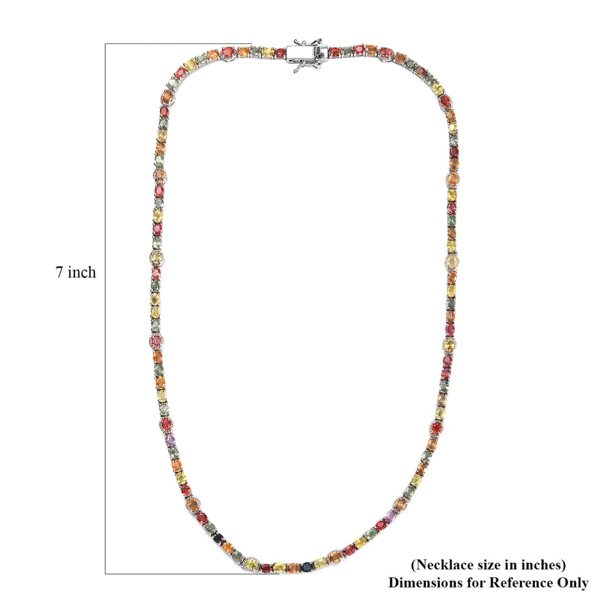 Multi Sapphire Tennis Necklace (18 Inches) in Platinum Over Sterling Silver 26.25 ctw image number 5