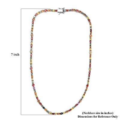 Multi Sapphire Tennis Necklace (18 Inches) in Platinum Over Sterling Silver 26.25 ctw