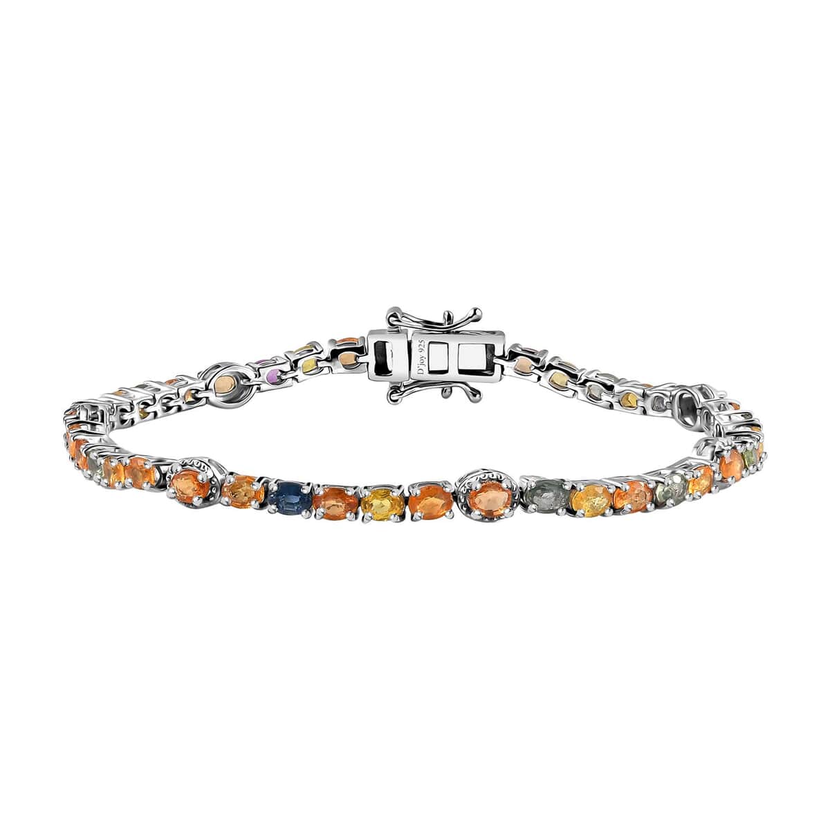 Multi Sapphire Tennis Bracelet in Platinum Over Sterling Silver (7.25 In) 9.35 ctw image number 0